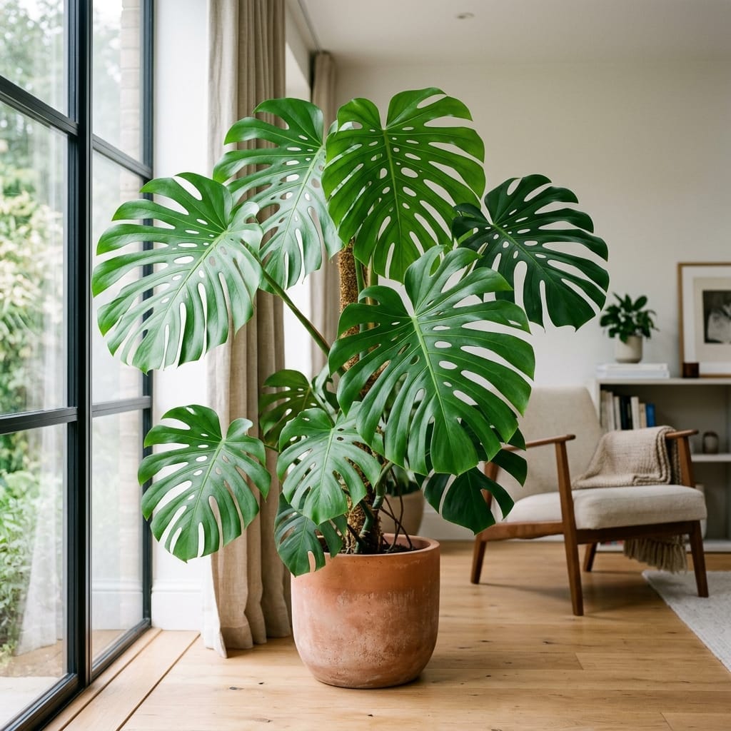 Monstera deliciosa with split leaves
